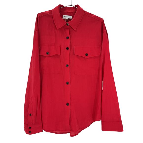 Weworewhat Boxy Red Button Down Shirt Size M - Picture 2 of 4